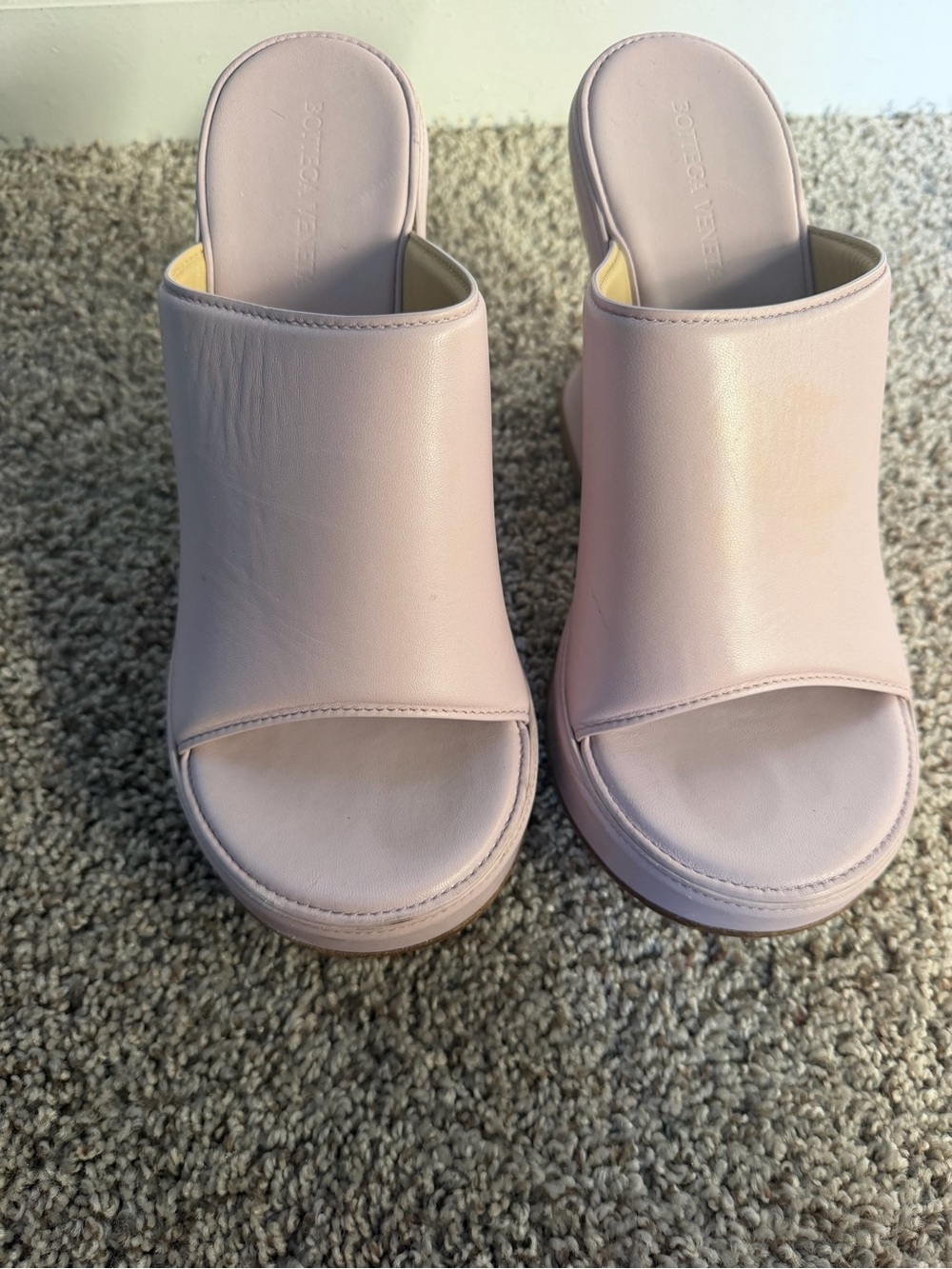 Bottega Veneta Blush Pink Open-Toe Leather Slide Mules